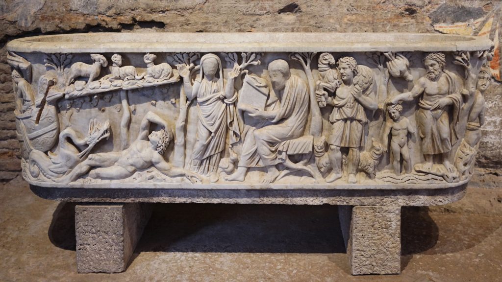 A rich Christian’s sarcophagus depicting Jesus and His followers – Rome, Italy – circa 250 A.D.